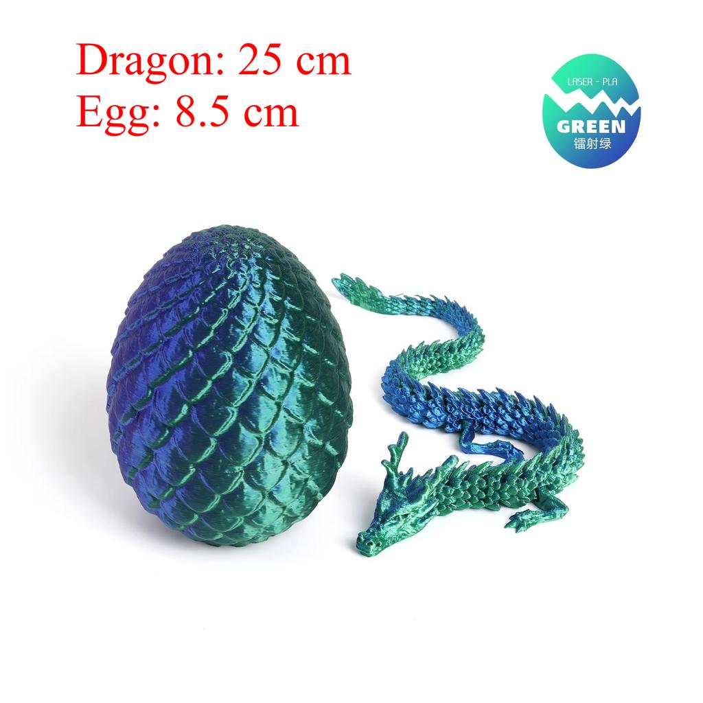 Articulated Dragon Model with 3D Printed 30cm Egg Figurine Sculpture for Home Room Desk Decoration Fantasy Ornament Display Gift