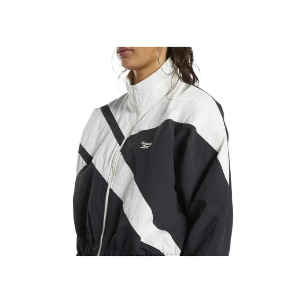 Reebok Color Block Short Slim Fit Windbreaker Jacket Women Jackets Black White HH9752