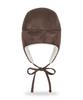 Bajal Va Curved Circle Logo Suede Flap Cap Dark Brown