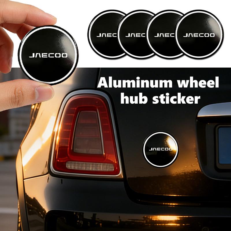 4pcs Car Aluminum Alloy Wheel Center Cap Badge Tire Hub Stickers For JAECOO J7 PHEV J8 2WD AWD