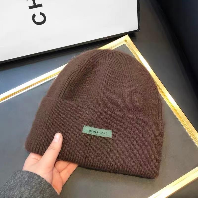 

Korean-Style Knitted Hat for Women: Autumn/Winter Wool, Warm & Thick, Large Head Circumference, Small Face Effect