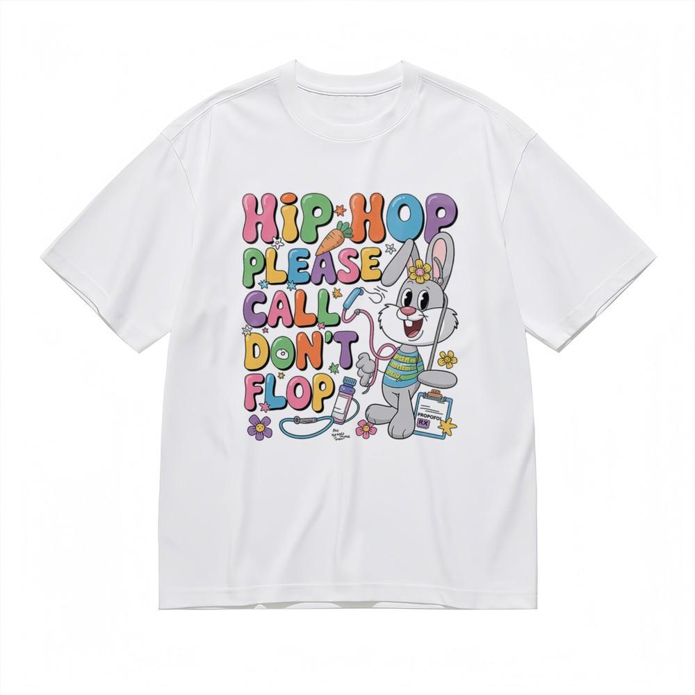 

Women s Comfortable Classic T-Shirt Hip Hop Please Call Don t Flop Bunny Tee 4XL