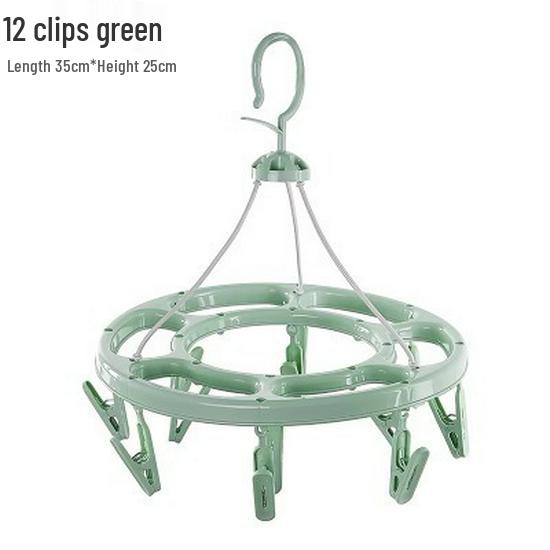 Windproof Plastic Drying Rack with 32 Clips for Children's Socks and Underwear