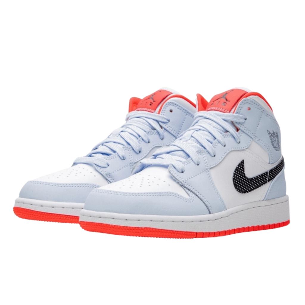 Air Jordan 1 Mid Half Blue Polka Dot Swoosh