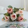 Embroidered Ball Simulation Flower Bundle Design Artificial Flower Lifelike Silk Rose  Party Decor