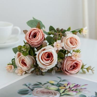 Neues besticktes Ball-Simulationsblumen-DIY-Bündeldesign Seidenrose Echte Haptik Kunstblume Partydekoration