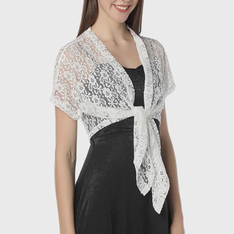 Damska duża koronkowa sukienka cheongsam z szalem i kamizelką