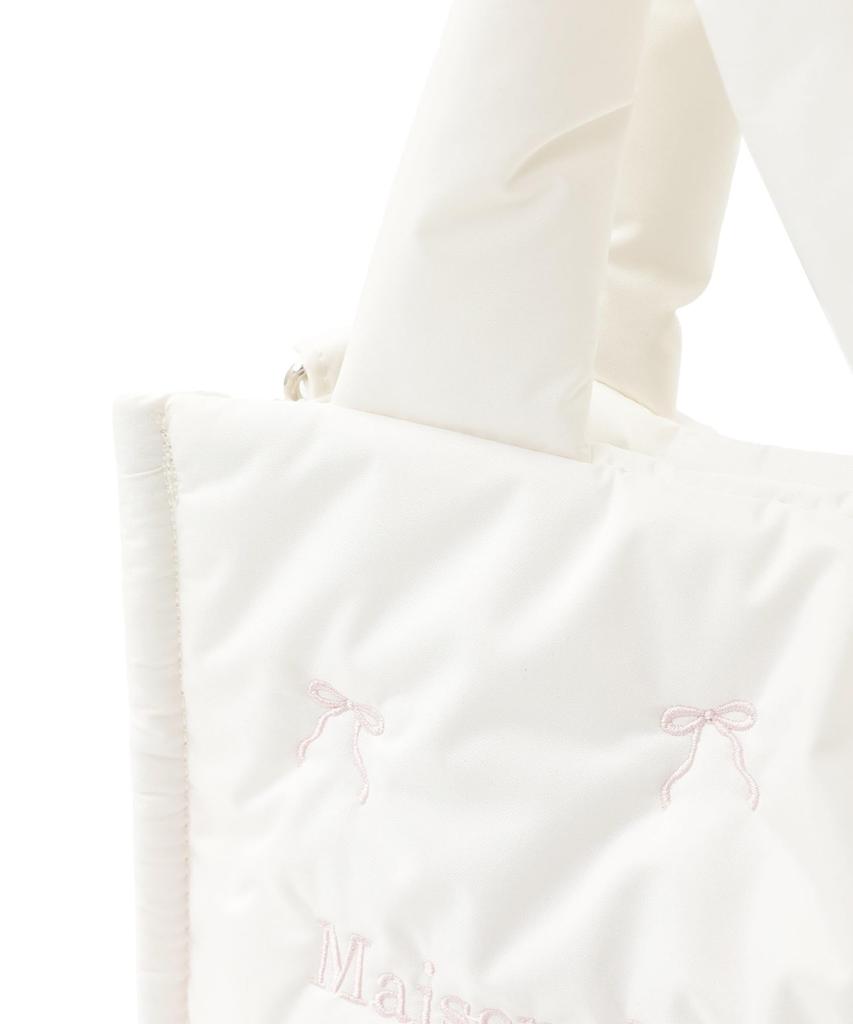 Maison de Fleur Women's Ribbon Embroidered Puffer 2-Way Tote Bag, Pink, 08000622000