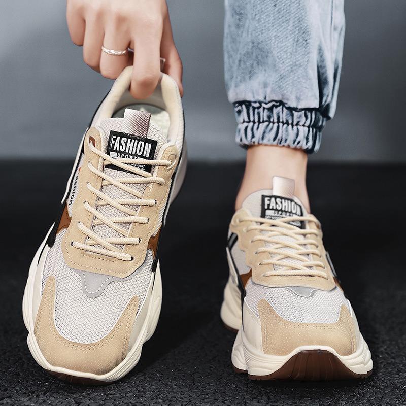 Men's shoes new spring and summer breathable versatile mesh shoes sports and leisure youth 2 height-increasing dad trendy shoes