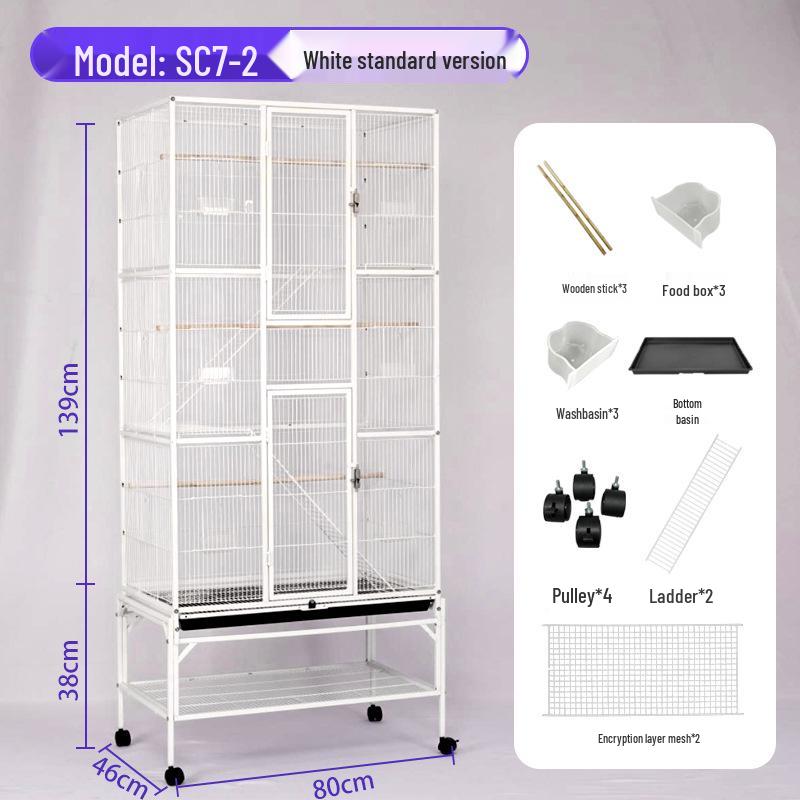Multi-functional Cast Iron Parrot Cage: Durable Metal Bird Cage for Flock