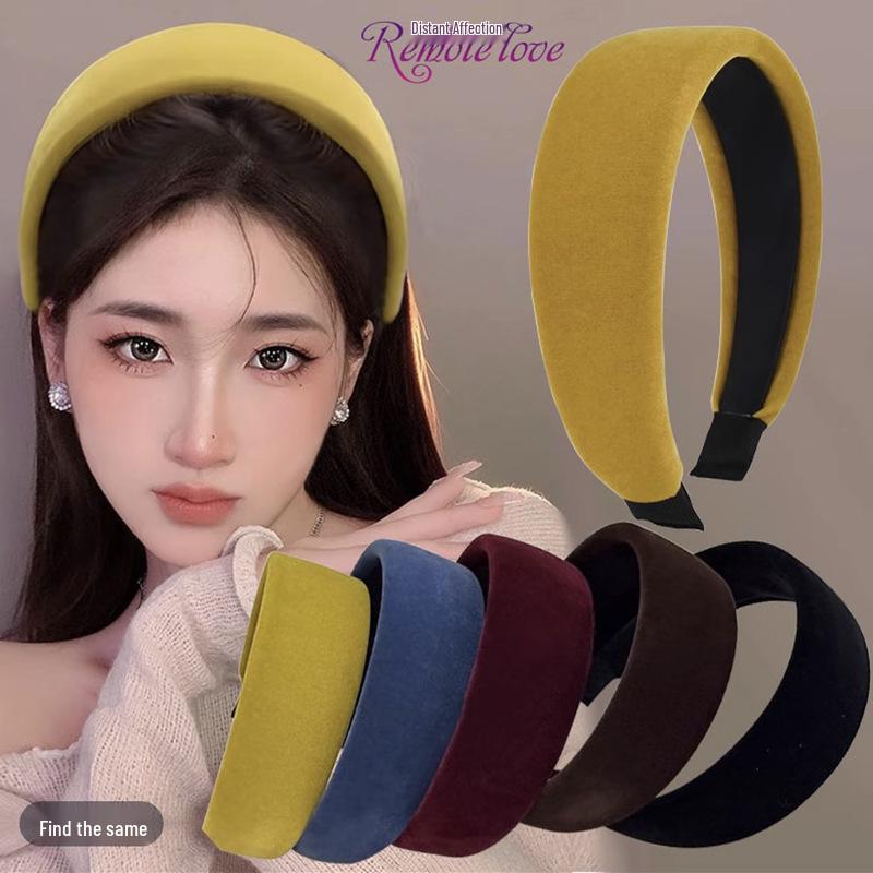Korean Velvet Sponge Headband - Retro Style for Women