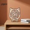 Creative Decompression Toys Colored Cat Shaped Wooden Jigsaw Puzzle, Desktop Ornament, Unique Animal Shape Interactive Family Games Wood Puzzles,