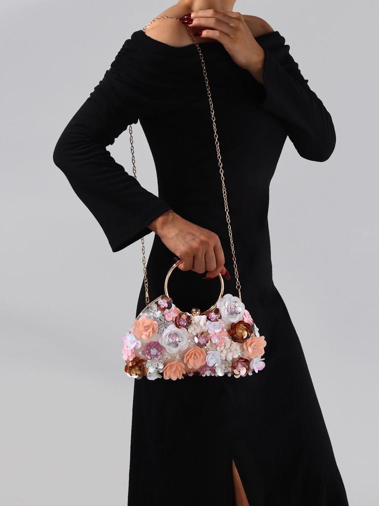 Handgefertigte Perlen-Blumen-Clutch für Hochzeiten und Partys