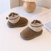 Winter Children Snow Boots  Toddler Boys Girls Genuine Leather Warm Plush Zip Side Non-slip  Shoes