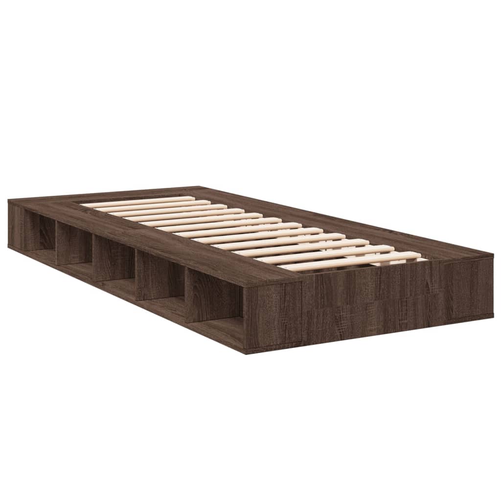 Bed Frame In Brown Oak Look 90 X 200 Cm Engineered Wood