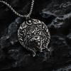 Vintage Stainless Steel Men's Viking Wolf Head Pendant Necklace