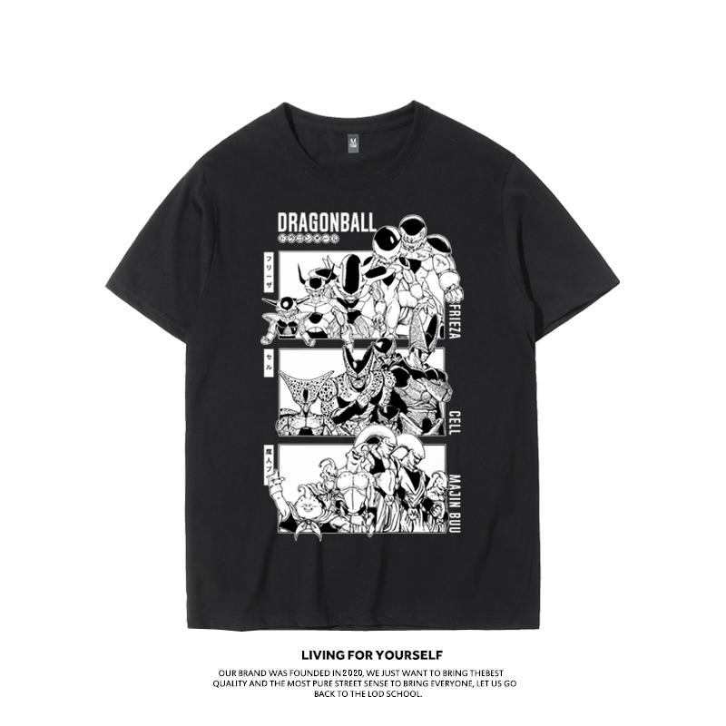 Dragon Ball Pochodne Animacji Goku Vegeta Buu Frieza Nadruk Krótki Rękaw Koszulka Męska i Damska Moda Luźny Bawełniany Top