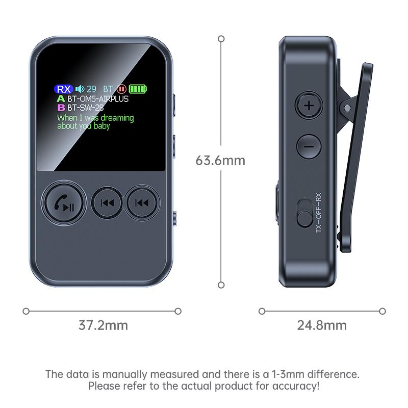 4 In 1 Bluetooth 5.4 Audio Receiver Transmitter 3.5MM AUX TF Card Stereo Music Mic Wireless Adapter With LED Display For Car TV