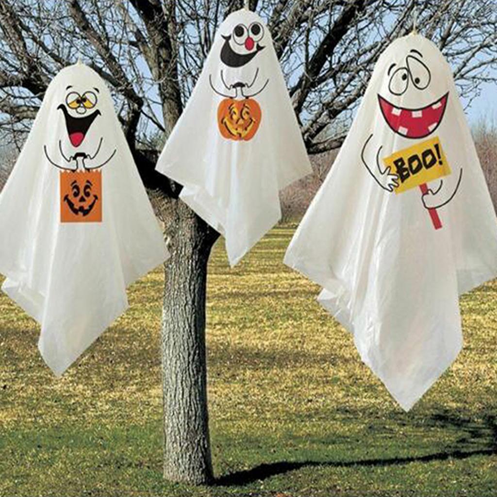 Cute 3Pcs Flying Ghost Halloween Party Hanging Ghosts Decoration for Front Yard