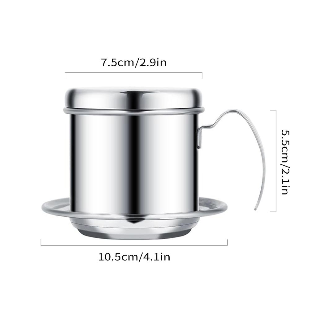 Leeseph Vietnamesischer Kaffeefilter Klein French Press Tragbarer Becher Edelstahl Vietnamesischer Kaffeebereiter für Camping