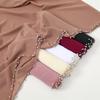Muslim Chiffon Hijab Scarf Pearl Edge Solid Color Squane Head Wrap For Women Hijabs Scarves Jersey Hijabs Islamic Turban Headban