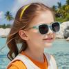 Fashion Silicone Square Sunglasses Contrasting Colours Jelly Colorful Frame Polarized Lens UV400 Boys Girls Age 3-12