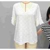 Summer Women's New Style Knitted Embroidered Hollow Ruffled V-neck Short-sleeved T-shirt Top