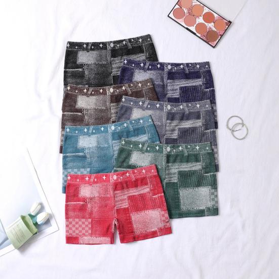 Women Shorts Elastic Tight Fit Imitation Denim Bottom Shorts Seamless Perfect Body Curve Shorts Daily Wear