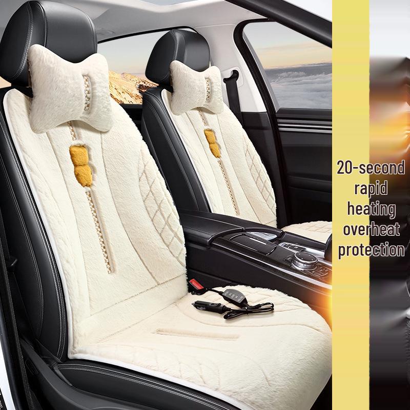 SF Rabbit Plush Heating Pad Car Seat Cushion - Bear Cartoon Winter Warmth Interior Supplies