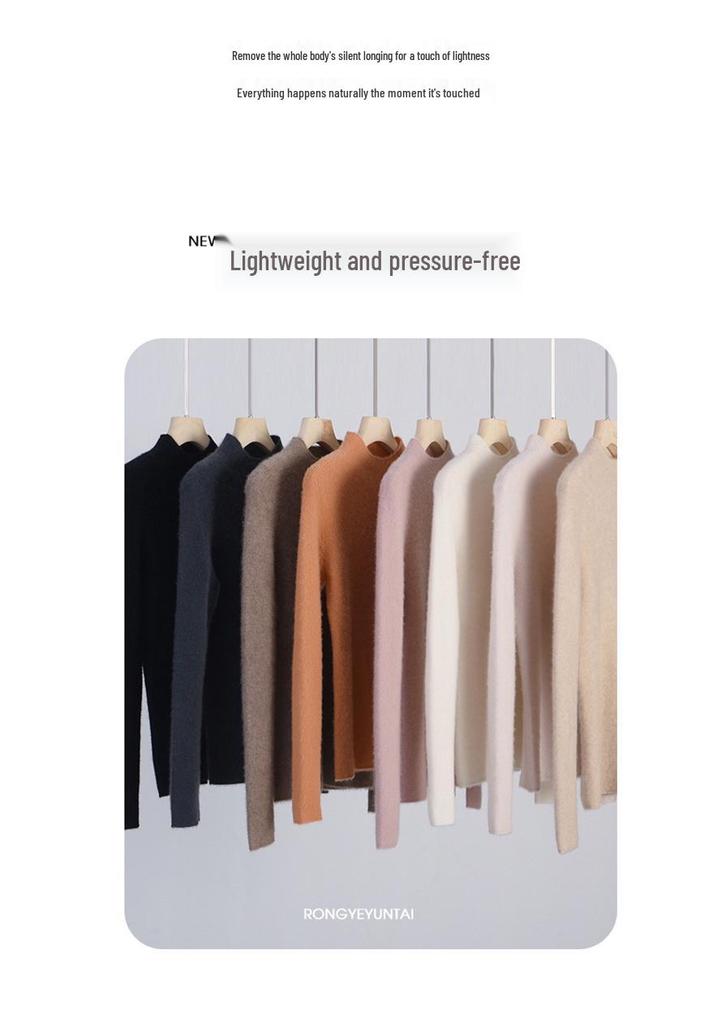 Women's 100% Cashmere High Neck Slim Fit Pullover Sweater