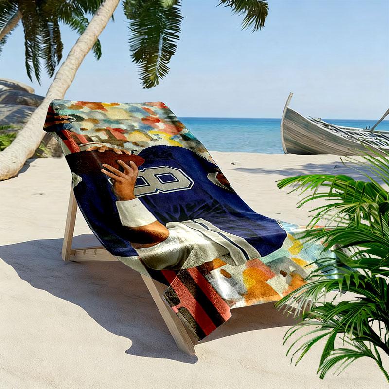 Troy Aikman Print Beach Towel, Large Soft Quick Dry Towel for Beach Camping Swimming