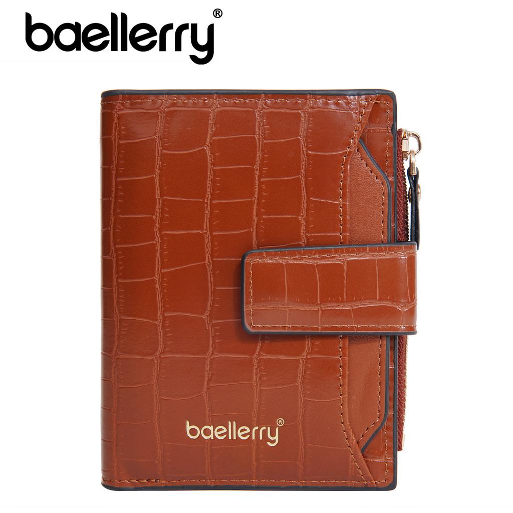 Baellerry Womens Short Pu Card Holder With Stone Pattern And Secure Zipper Closure For Daily Use