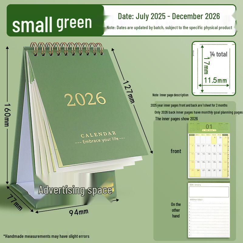 2025-2026 Desk Calendar: Monthly Planner & Memo Organizer