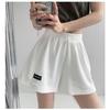 Summer Waffle Sports Shorts Women's High Waist Drawstring Loose Casual Straight Wide Leg Five-point Pants