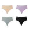 Women High Waisted Seamless Thongs Control Solid Color Breathable Tummy Panties Stretch Ladies Ice Silk Brief