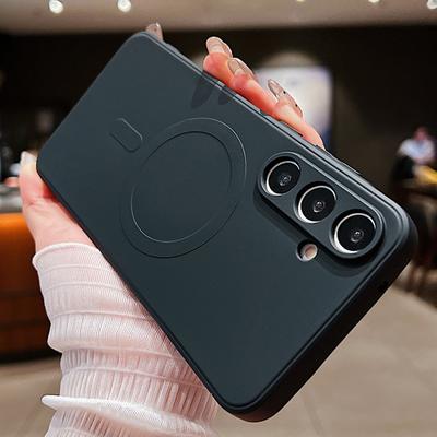 Silicone Liquide Pour Coque de Charge Sans Fil Magsafe Pour Samsung Galaxy S25 S24 Ultra S23 S22 S21 A55 A15 A35 A05 Housse Antichoc