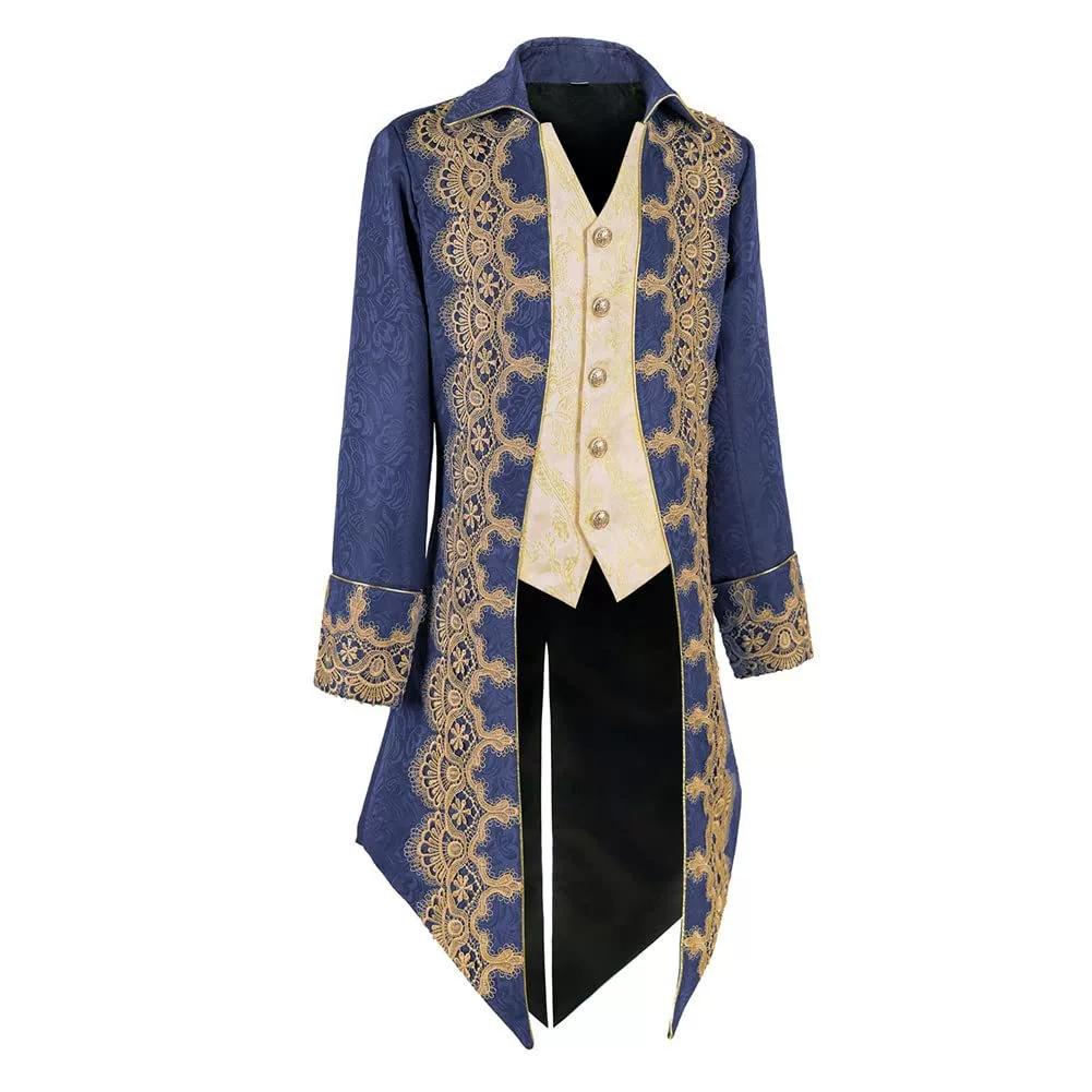 Medieval court tuxedo long embroidered one-piece vest jacket stage play cos count plus size performance suit