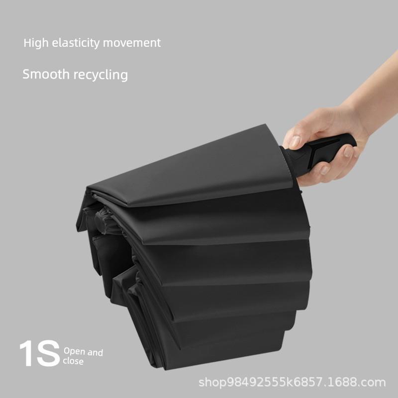 40-Rib Student Unisex Automatic Folding Large Thickened Black-Coated Reinforced Umbrella for Sun and Rain