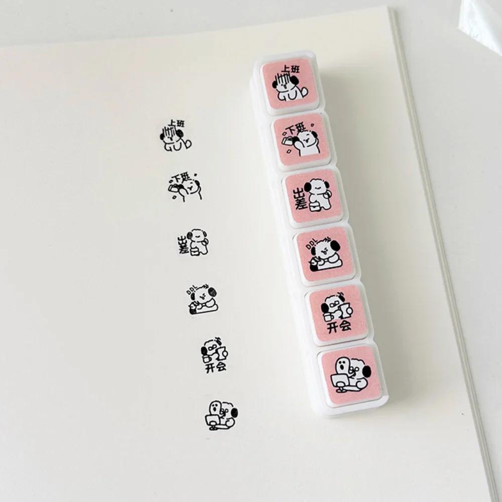 New 6 Designs Decorative Stamps Diy Crafts Cartoon Press Inkpad Stamps Multipurpose Scrapbooking Stamp Journal Planner