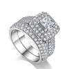 2026 Ring Full Diamond Micro-set Couple Princess Square Diamond Ring European and American Fashion Luxury Engagement Ring Women