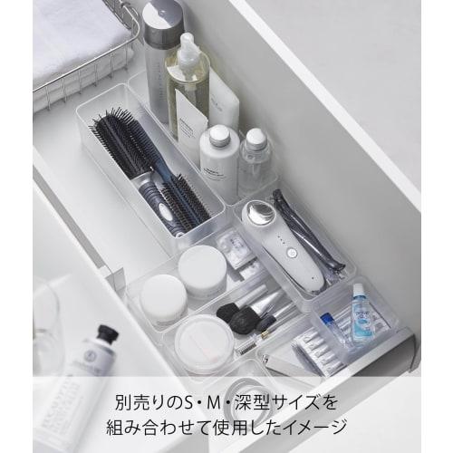 Yamazaki Tower Stackable Drawer Organizer, Large, Set of 2, White, Approx. W8 x D24 x H3.7cm, Cutlery Storage, Desk Tray, 3644