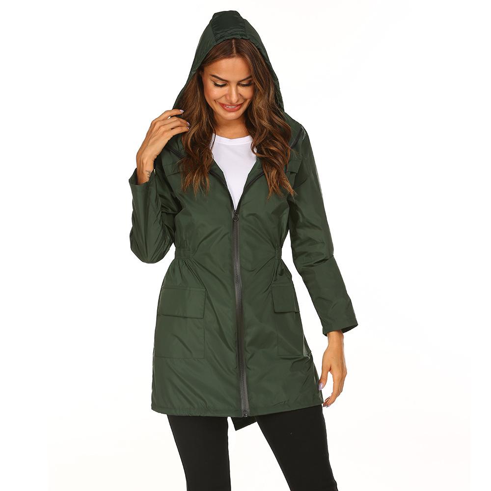 Wasserdichte Kleidung mit Kapuze, Taille, Outdoor-Windjacke, Bergsteigerjacke für Damen
