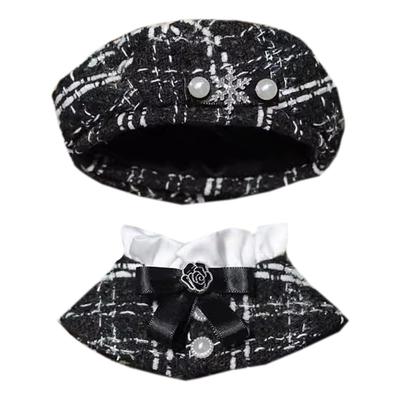 Niannyyhouse Set de Haine de Pluș de 10 cm cu Poncho, Pălărie și Șal pentru Îmbrăcat Păpușă de Bumbac (Negru)