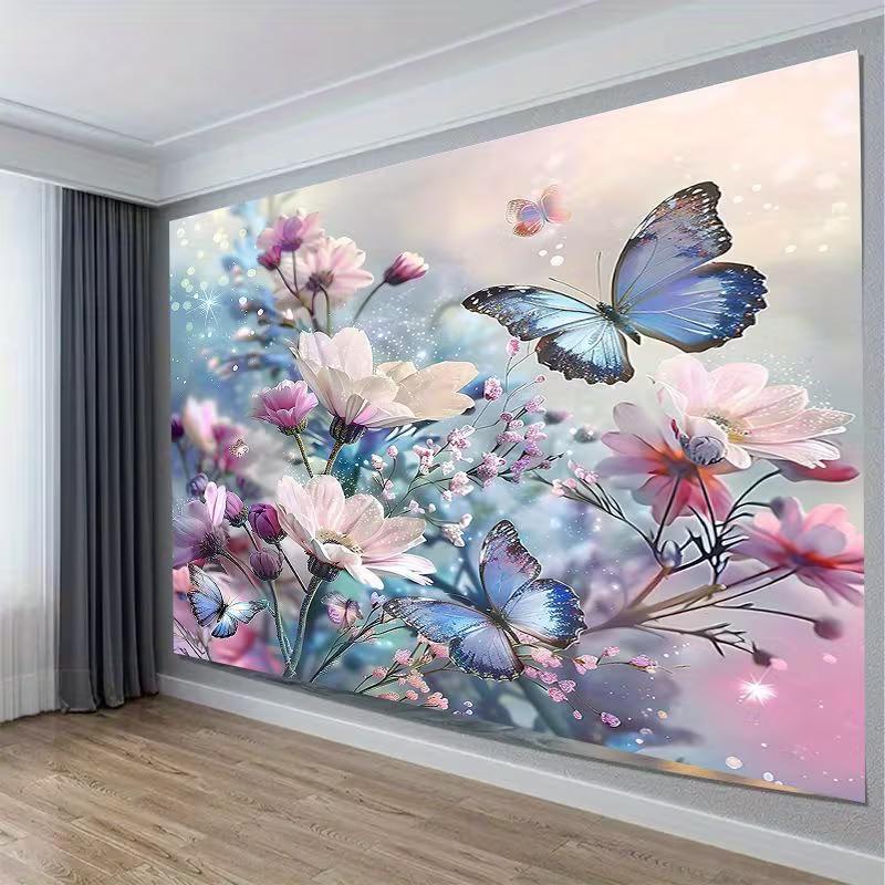 2D Pastel Floral Butterfly Backdrop Spring & Wedding Party Photo Background Cloth