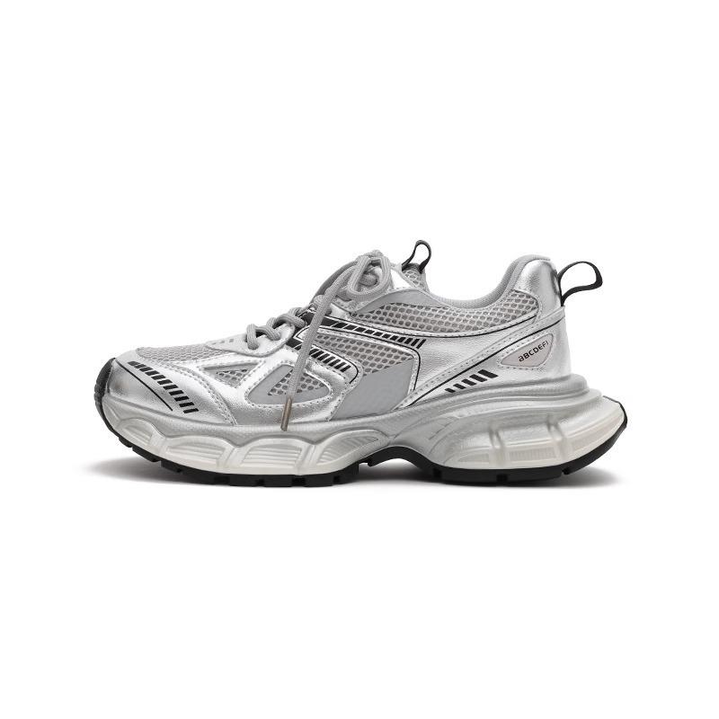~ Pferd Geschwindigkeit neue trendige dicksohlige silberne Dad-Schuhe Damen Sportschuhe lässige Laufschuhe
