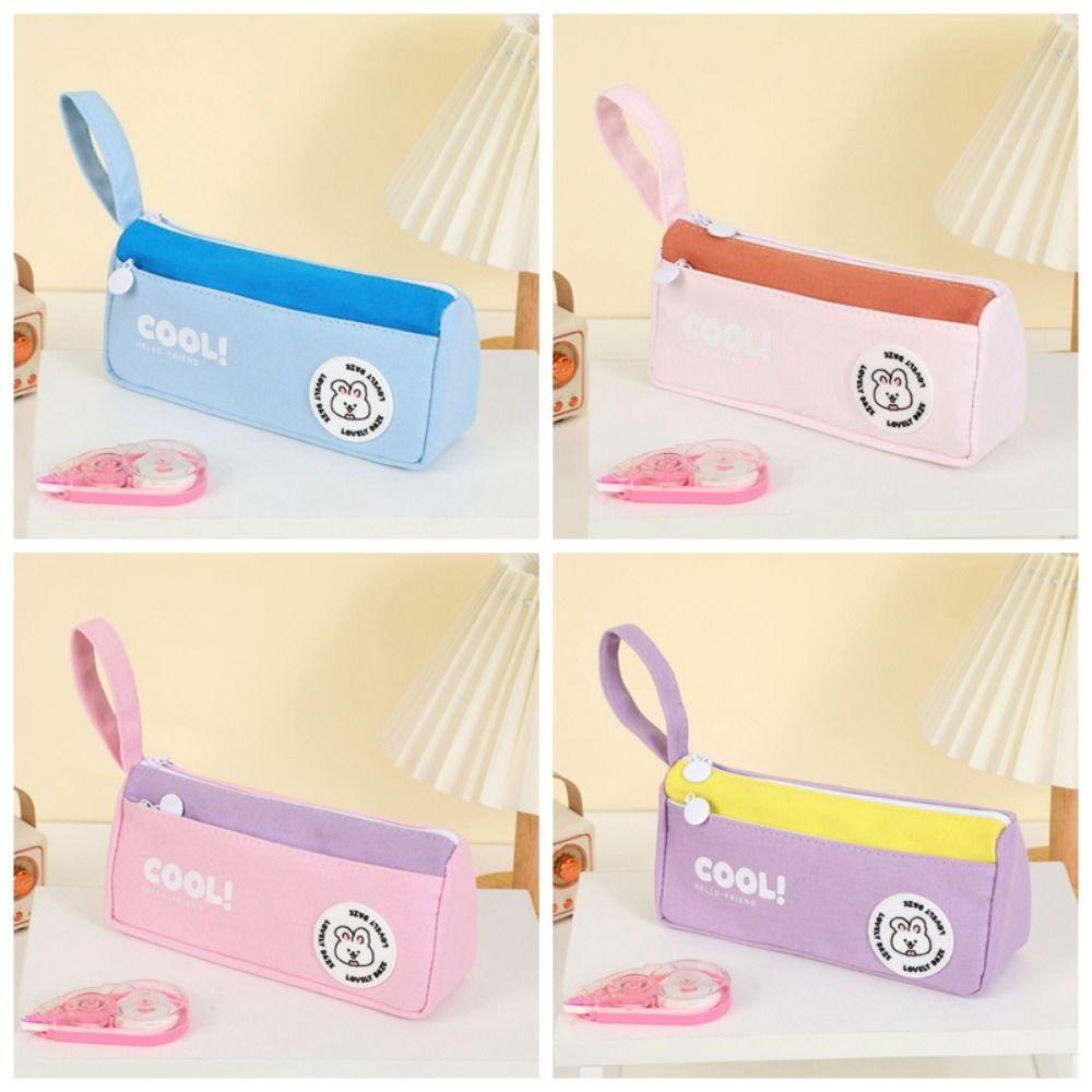 Large Capacity Triangle Stationery Bag Cartoon Storage Bag Wear Resistant Rabbit Pencil Bag  Women