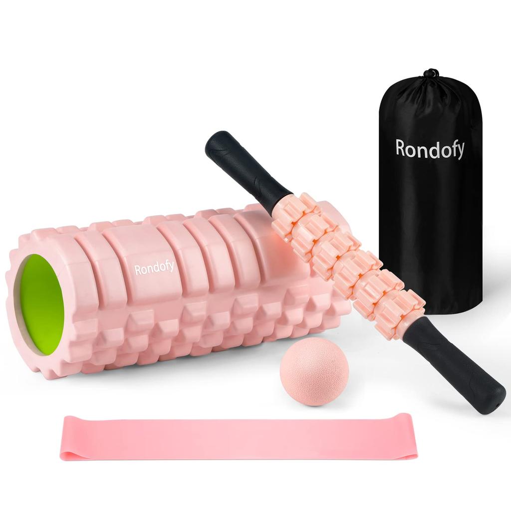Rondofy Foam Roller Fascia Release 500KG Load Capacity Kinmaku Roller Muscle Loosening Cellulite Roller Stretching Equipment 5 Piece Set Storage