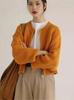 Women's French Retro Wool Sweater: Round Neck Chunky Knit, Loose Zip-Up Cardigan, Cashmere Knitwear