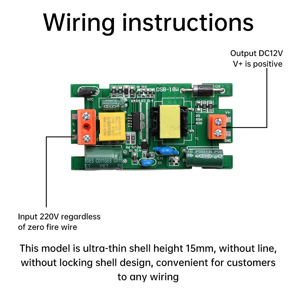 DC 12V LED Driver Thin Constant Voltage Drive Power Input Voltage AC185-260V 12W/18W/24W/36W Ultra-thin Design Saves Space