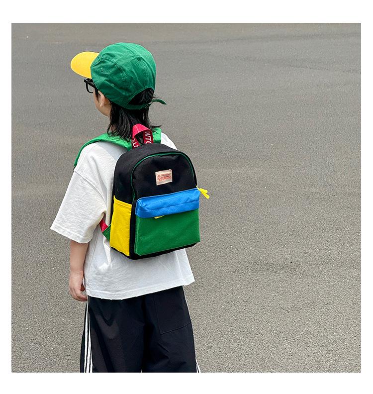 Kids' Candy Color Lightweight Backpack - Fashionable Color Block Design for Kindergarten Boys and Girls
